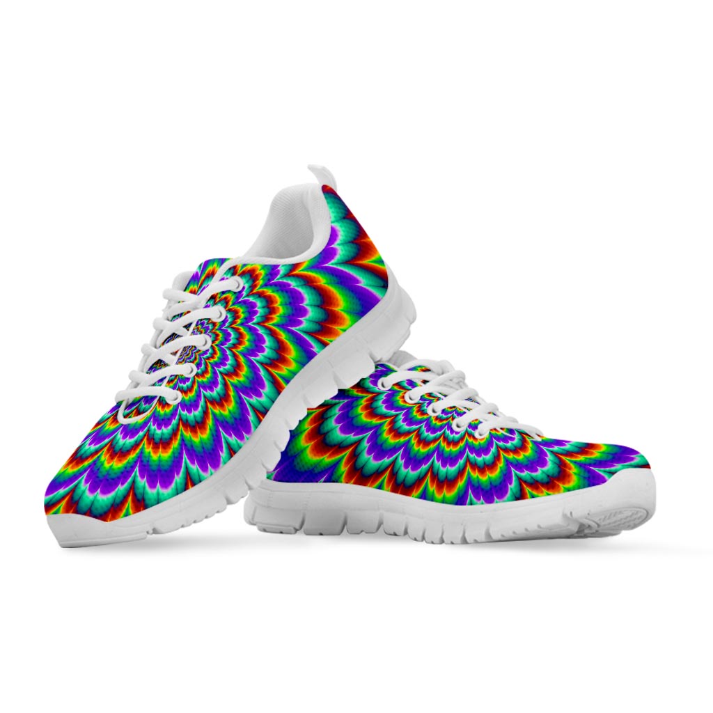 Psychedelic Expansion Optical Illusion White Running Shoes