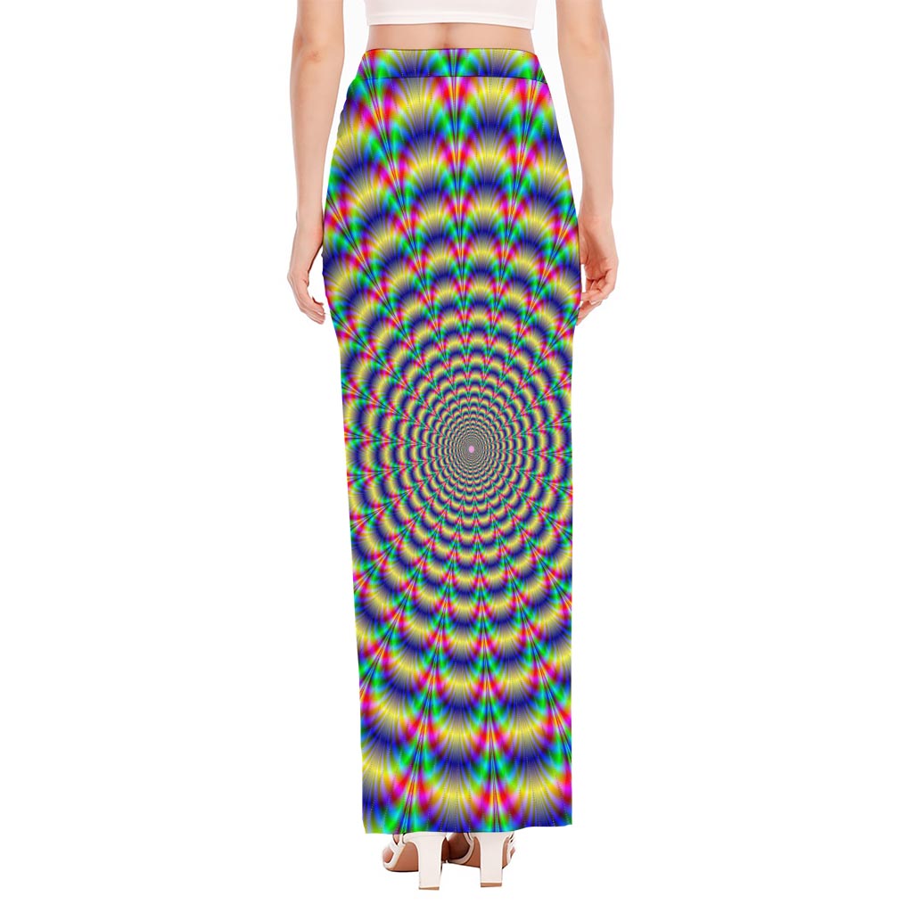 Psychedelic Explosion Optical Illusion High Slit Maxi Skirt