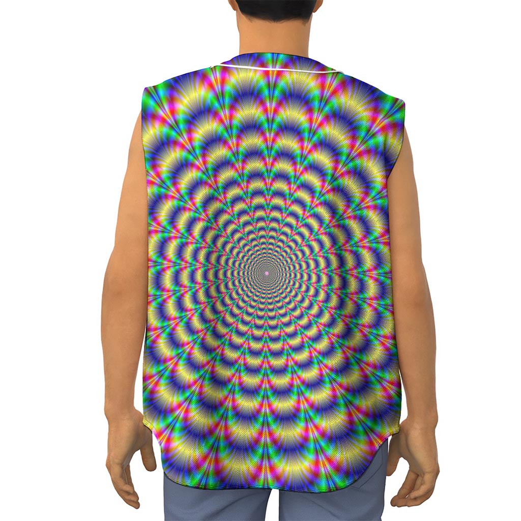 Psychedelic Explosion Optical Illusion Sleeveless Baseball Jersey
