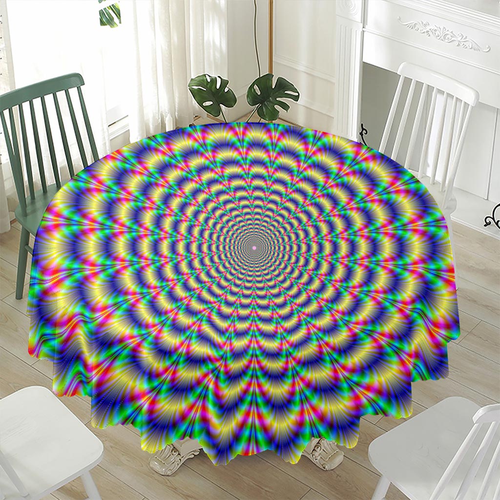 Psychedelic Explosion Optical Illusion Waterproof Round Tablecloth