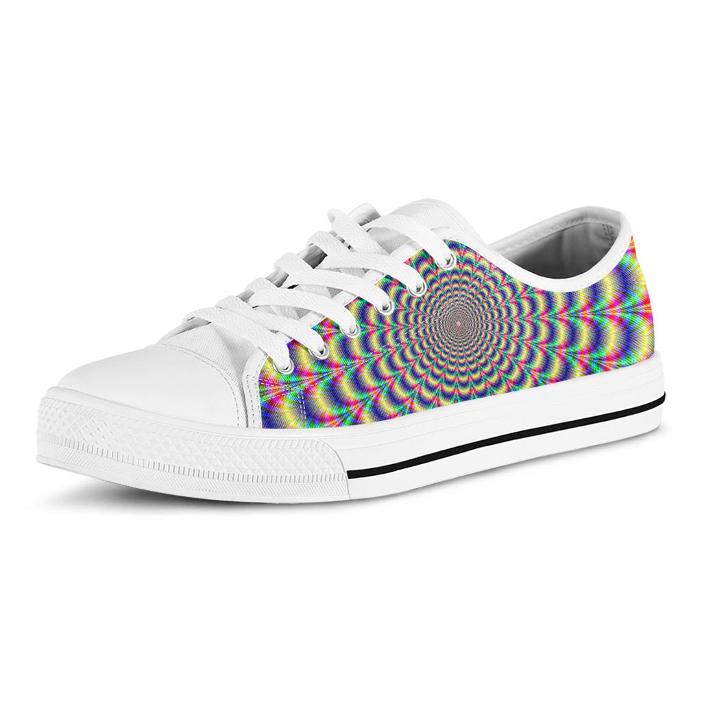 Psychedelic Explosion Optical Illusion White Low Top Sneakers