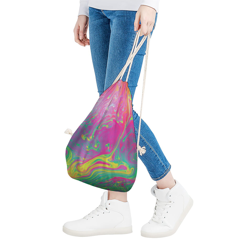 Psychedelic Formed Print Drawstring Bag