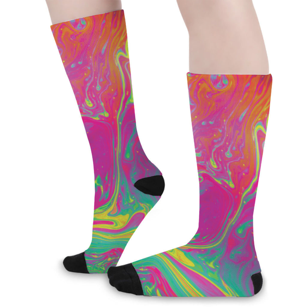 Psychedelic Formed Print Long Socks
