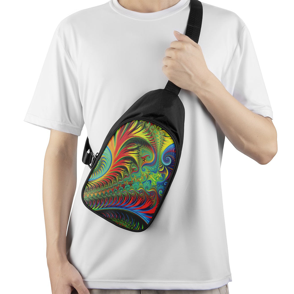 Psychedelic Fractal Print Chest Bag