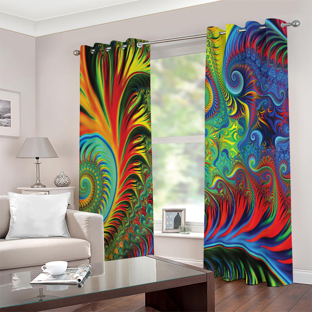 Psychedelic Fractal Print Extra Wide Grommet Curtains