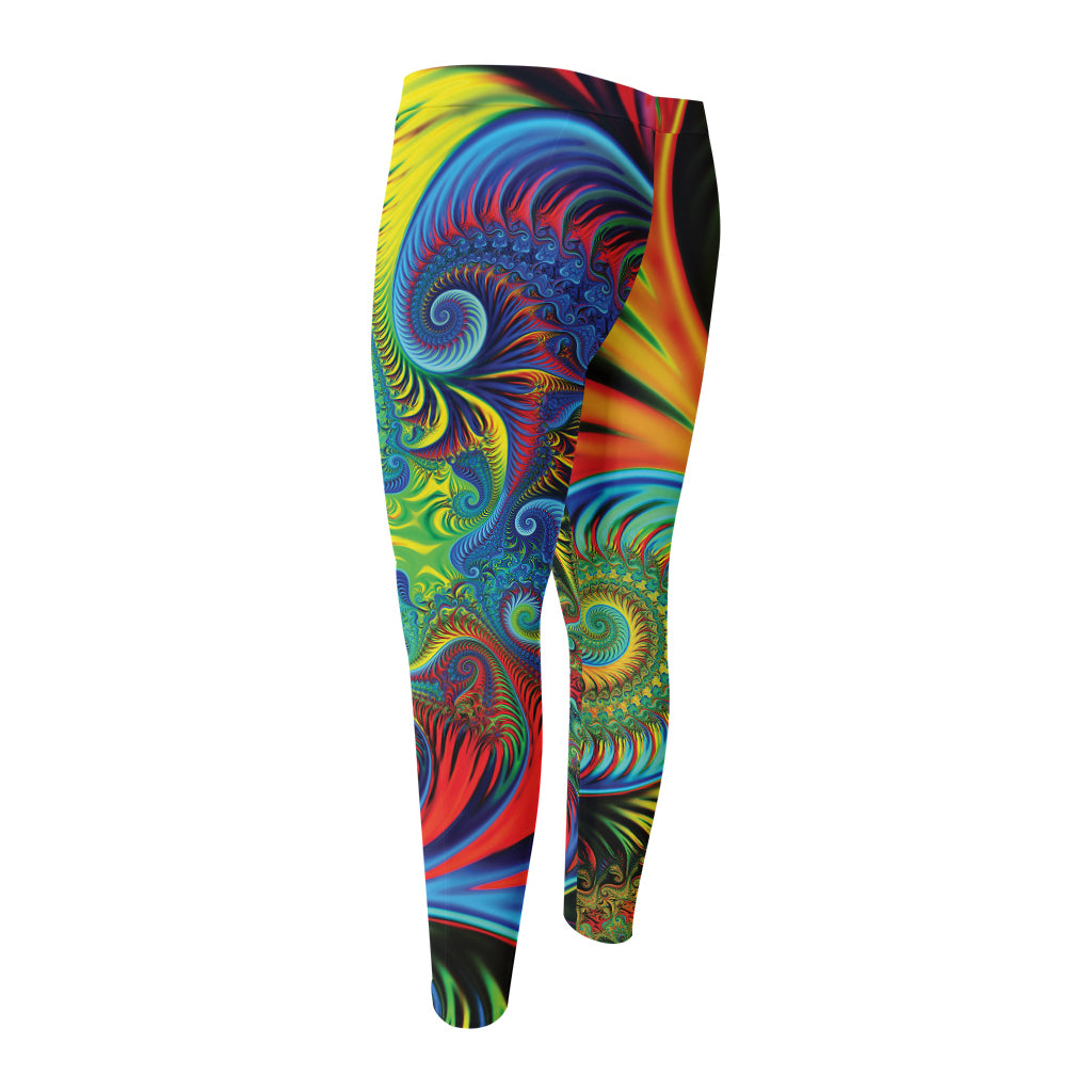 Psychedelic Fractal Print Men's Compression Pants