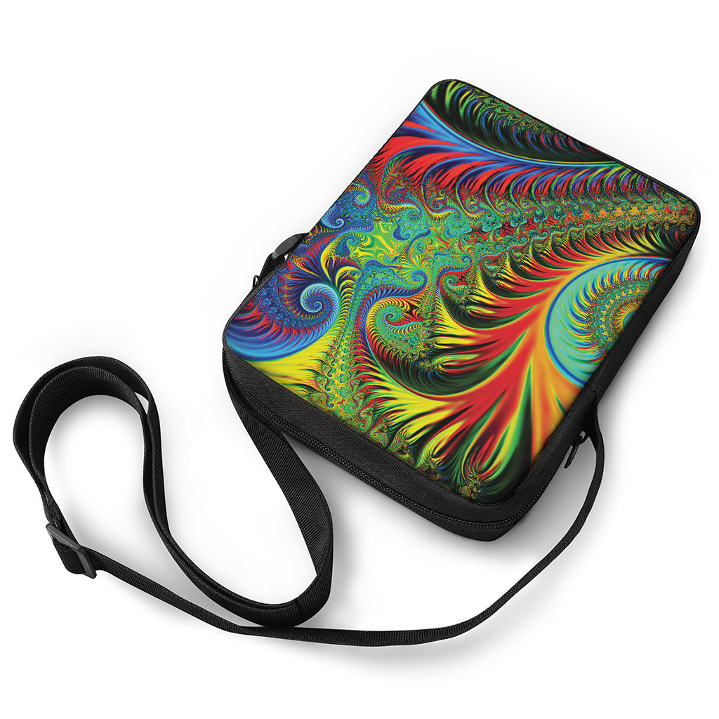Psychedelic Fractal Print Rectangular Crossbody Bag
