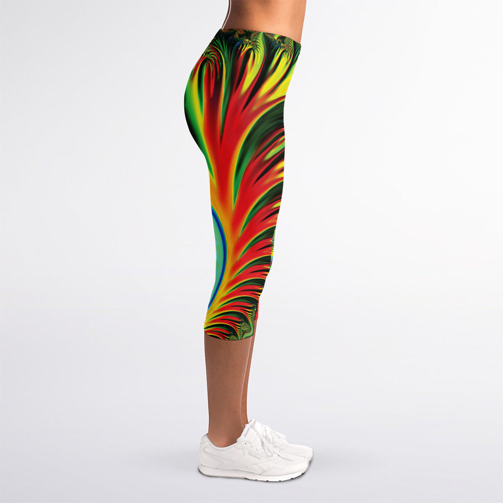 Psychedelic Fractal Print Women's Capri Leggings