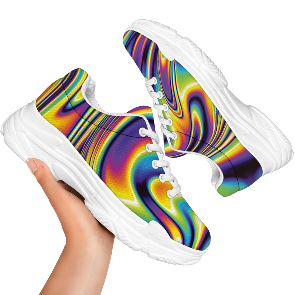 Psychedelic Gradient Print White Chunky Shoes