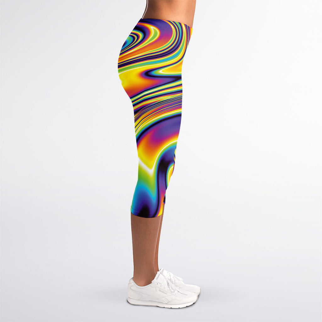 Psychedelic Gradient Print Women's Capri Leggings
