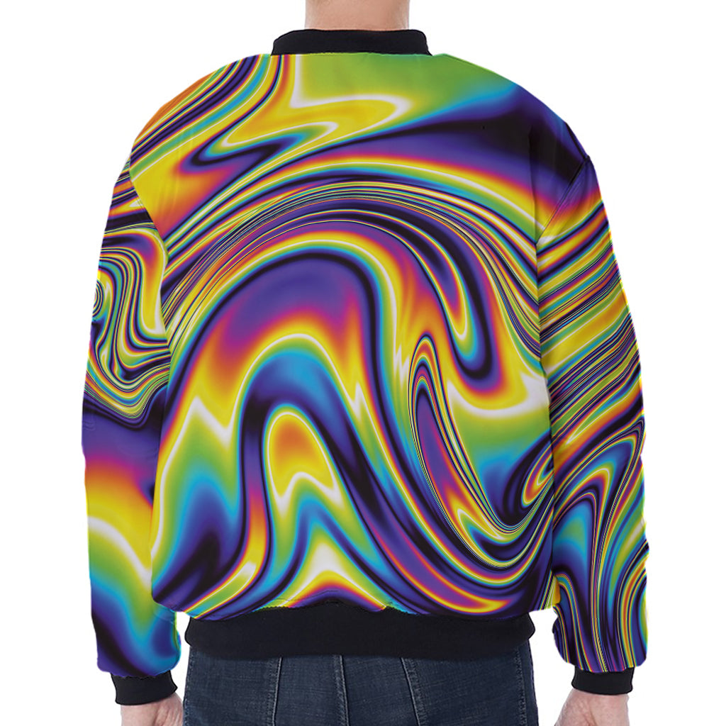 Psychedelic Gradient Print Zip Sleeve Bomber Jacket