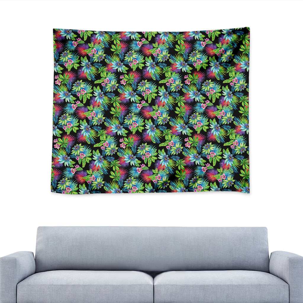 Psychedelic Hawaiian Flower Print Tapestry