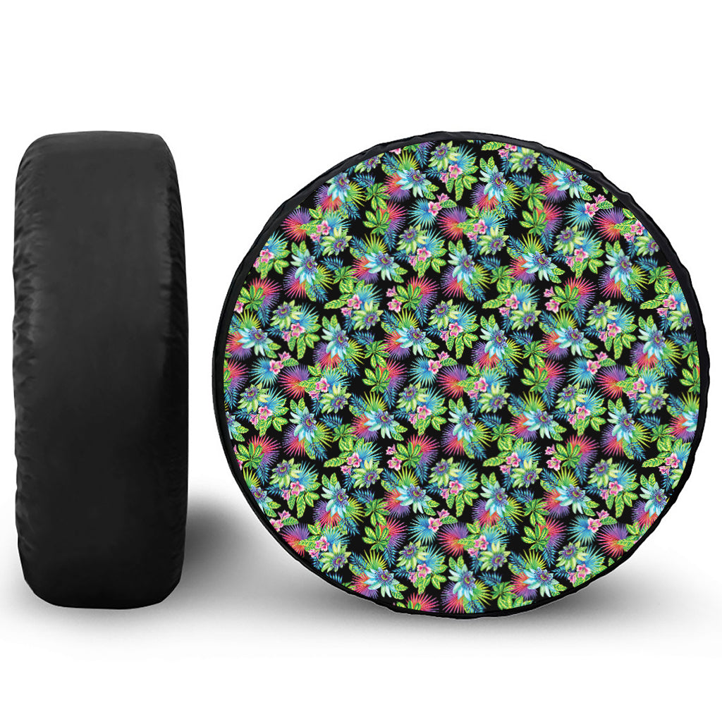 Psychedelic Hawaiian Flower Print Tire Cover