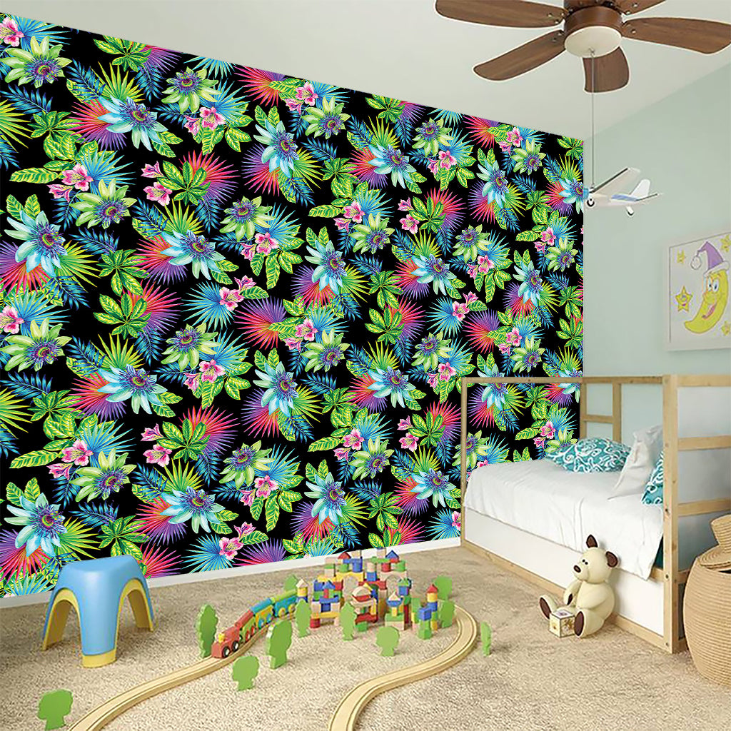 Psychedelic Hawaiian Flower Print Wall Sticker