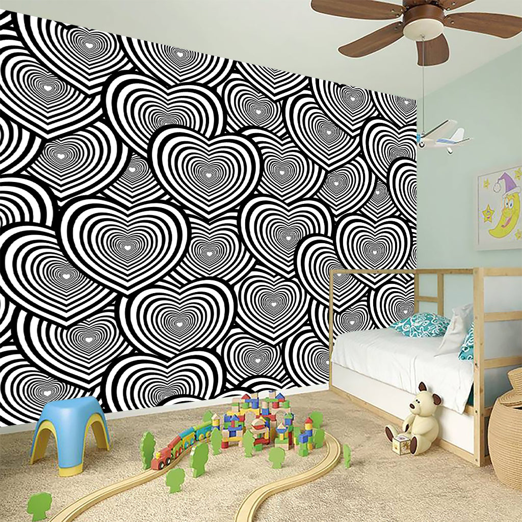 Psychedelic Heart Pattern Print Wall Sticker