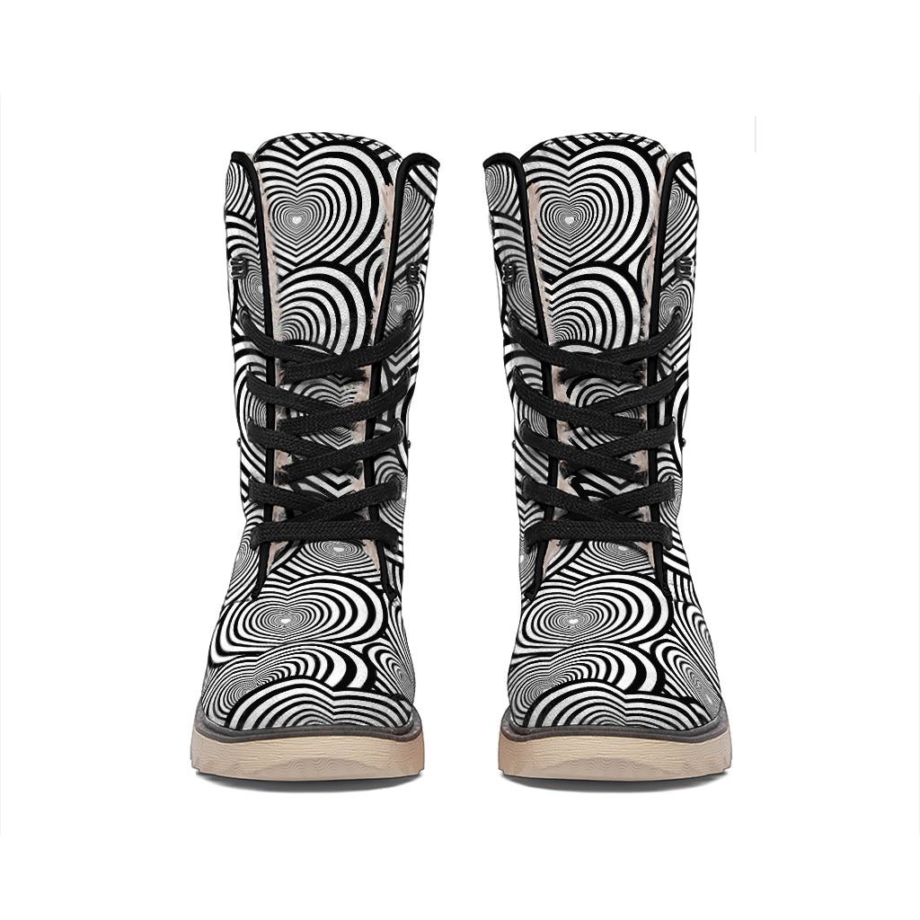 Psychedelic Heart Pattern Print Winter Boots
