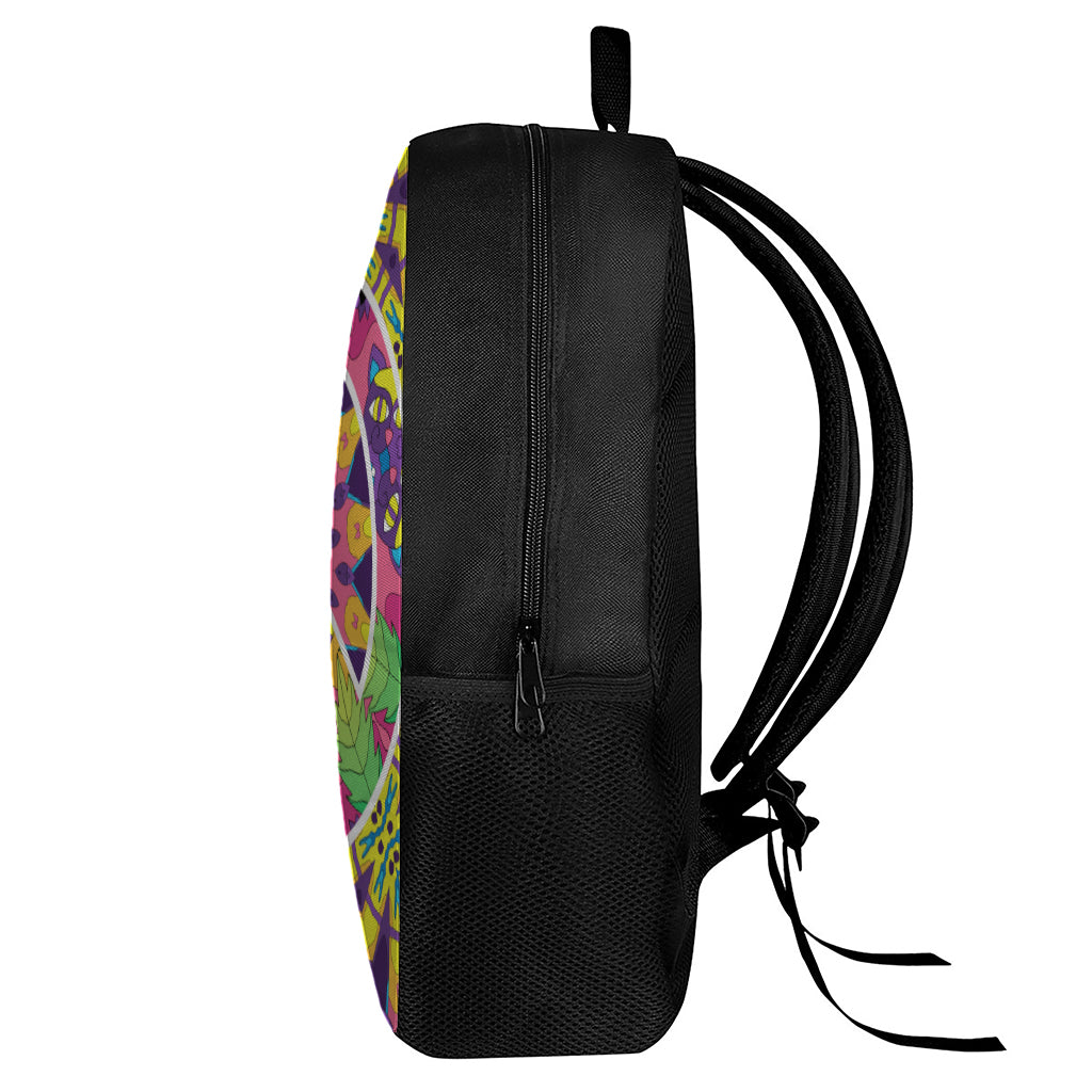 Psychedelic Hippie Peace Sign Print 17 Inch Backpack