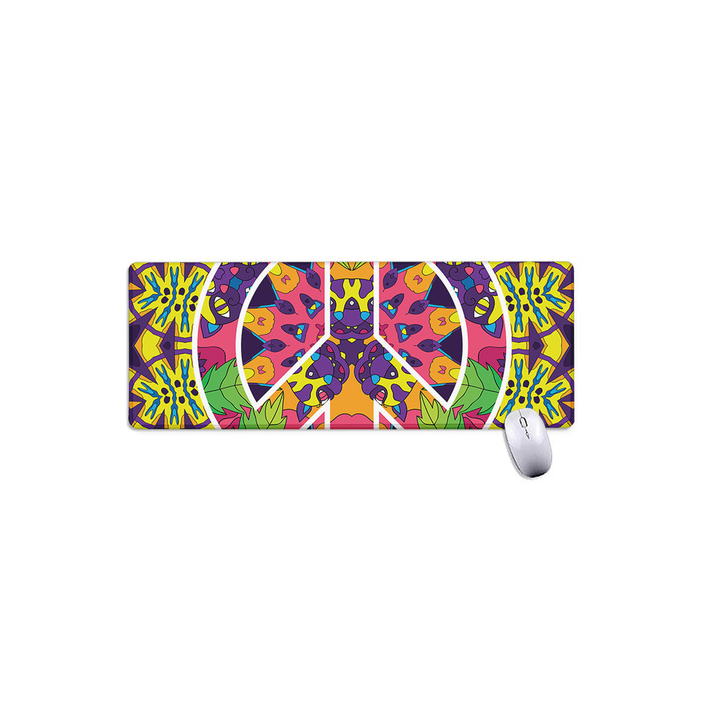 Psychedelic Hippie Peace Sign Print Extended Mouse Pad