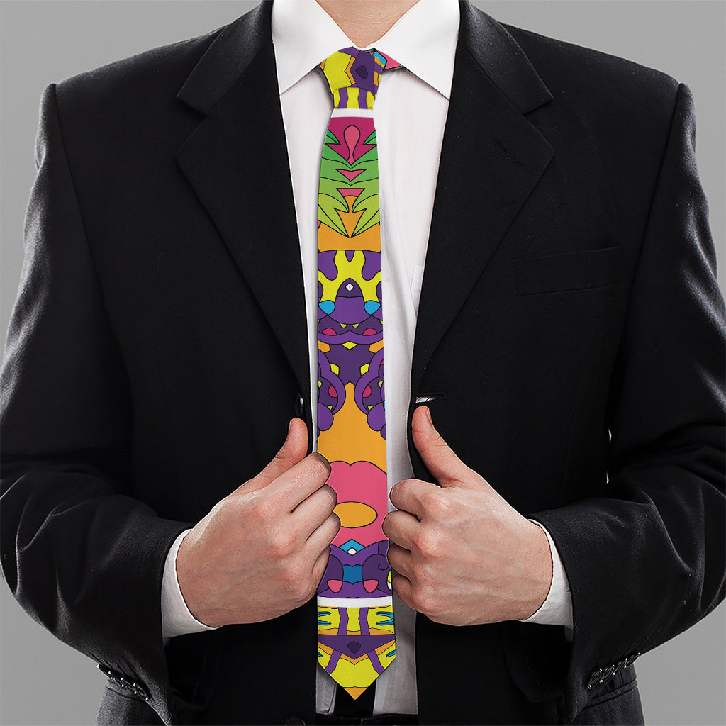 Psychedelic Hippie Peace Sign Print Necktie
