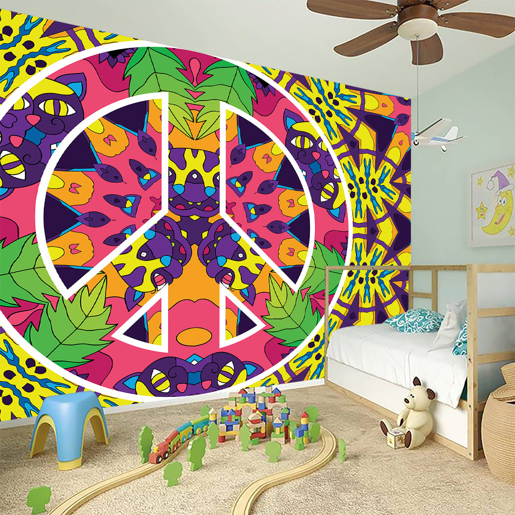 Psychedelic Hippie Peace Sign Print Wall Sticker