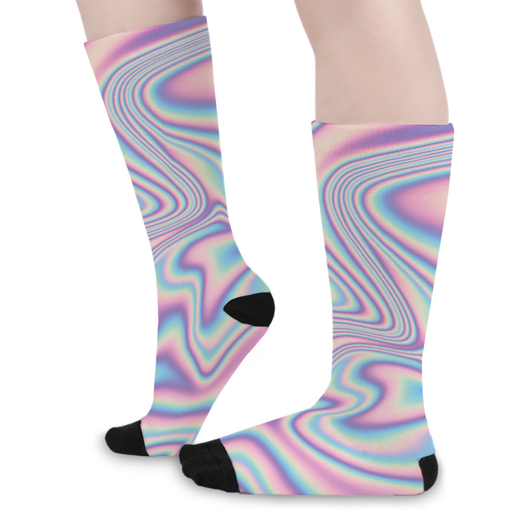 Psychedelic Holographic Print Long Socks