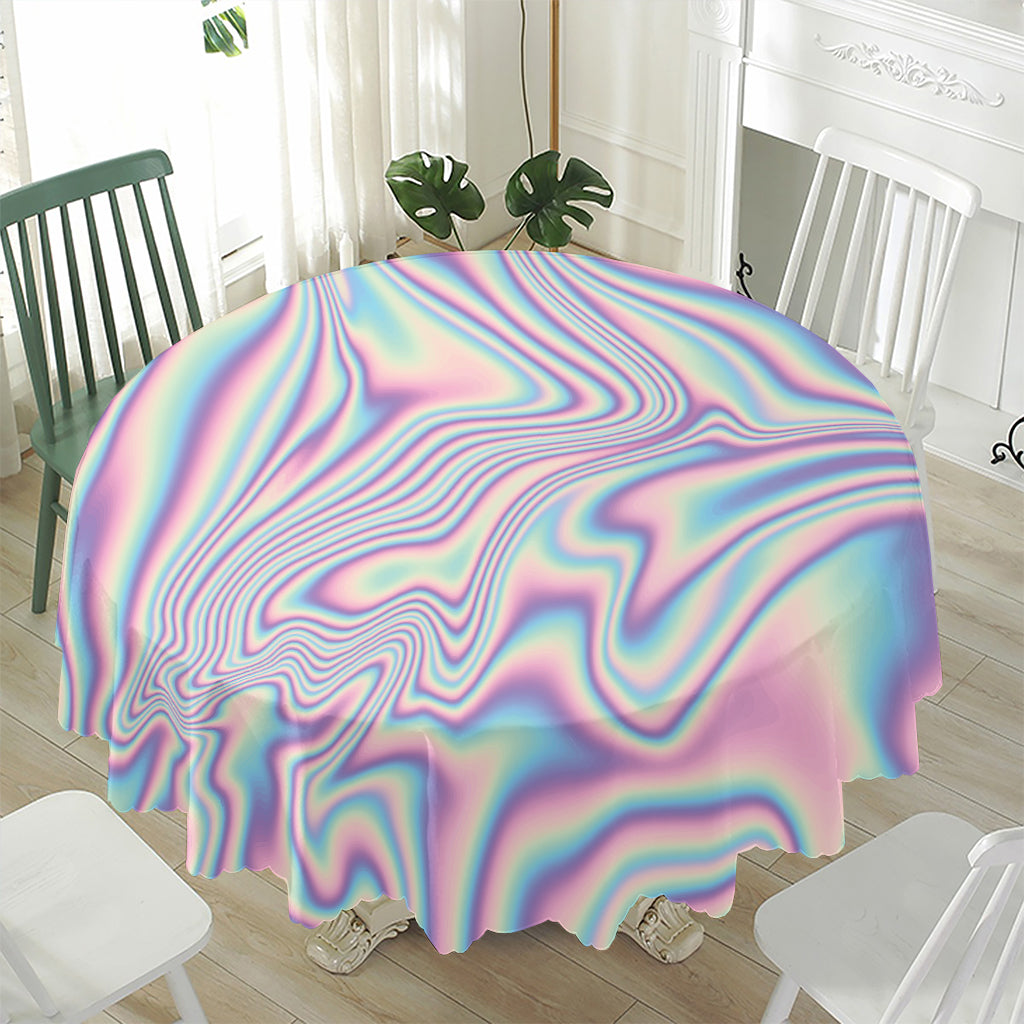 Psychedelic Holographic Print Waterproof Round Tablecloth