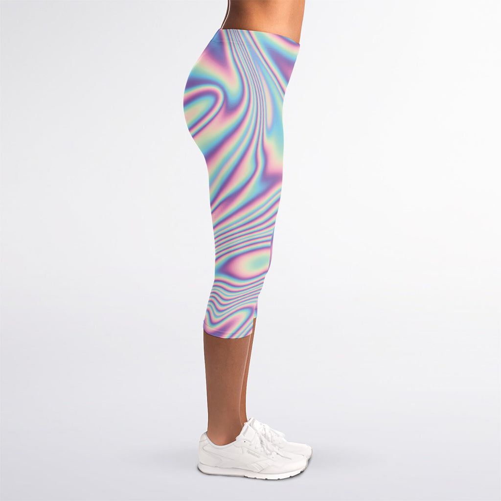 Psychedelic Holographic Print Women's Capri Leggings