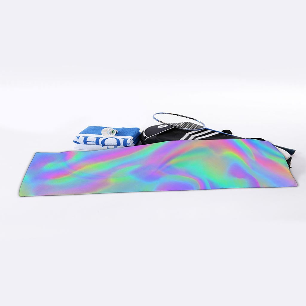 Psychedelic Holographic Trippy Print Sports Towel