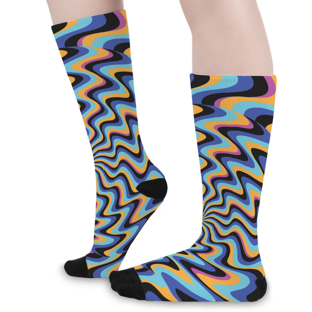 Psychedelic Illusory Motion Print Long Socks