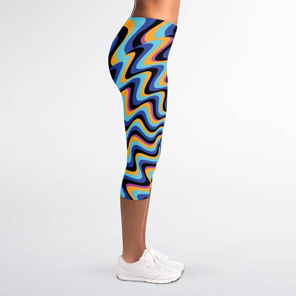 Psychedelic Illusory Motion Print Women's Capri Leggings