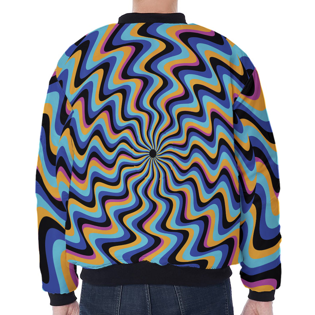 Psychedelic Illusory Motion Print Zip Sleeve Bomber Jacket