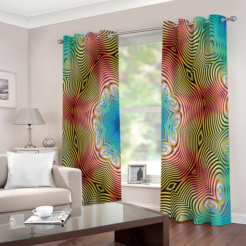 Psychedelic Kaleidoscope Print Extra Wide Grommet Curtains