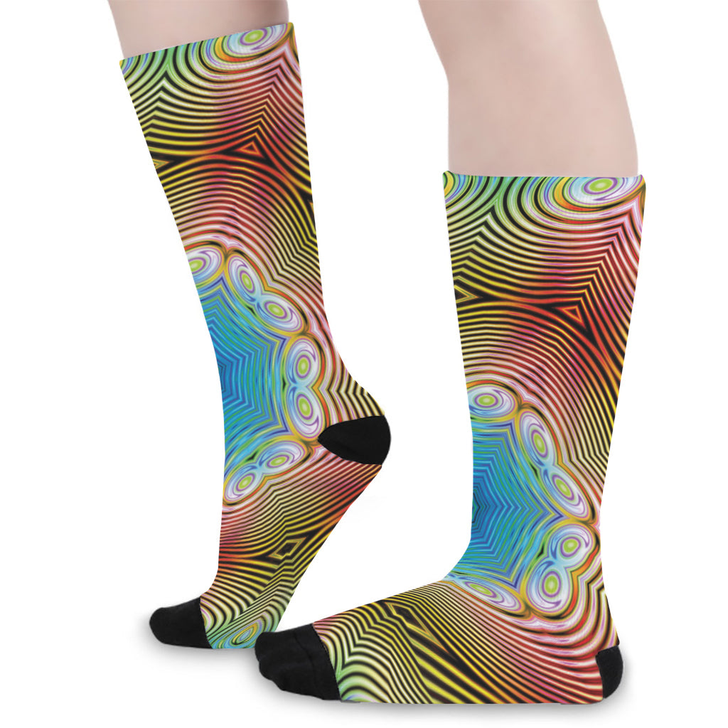 Psychedelic Kaleidoscope Print Long Socks