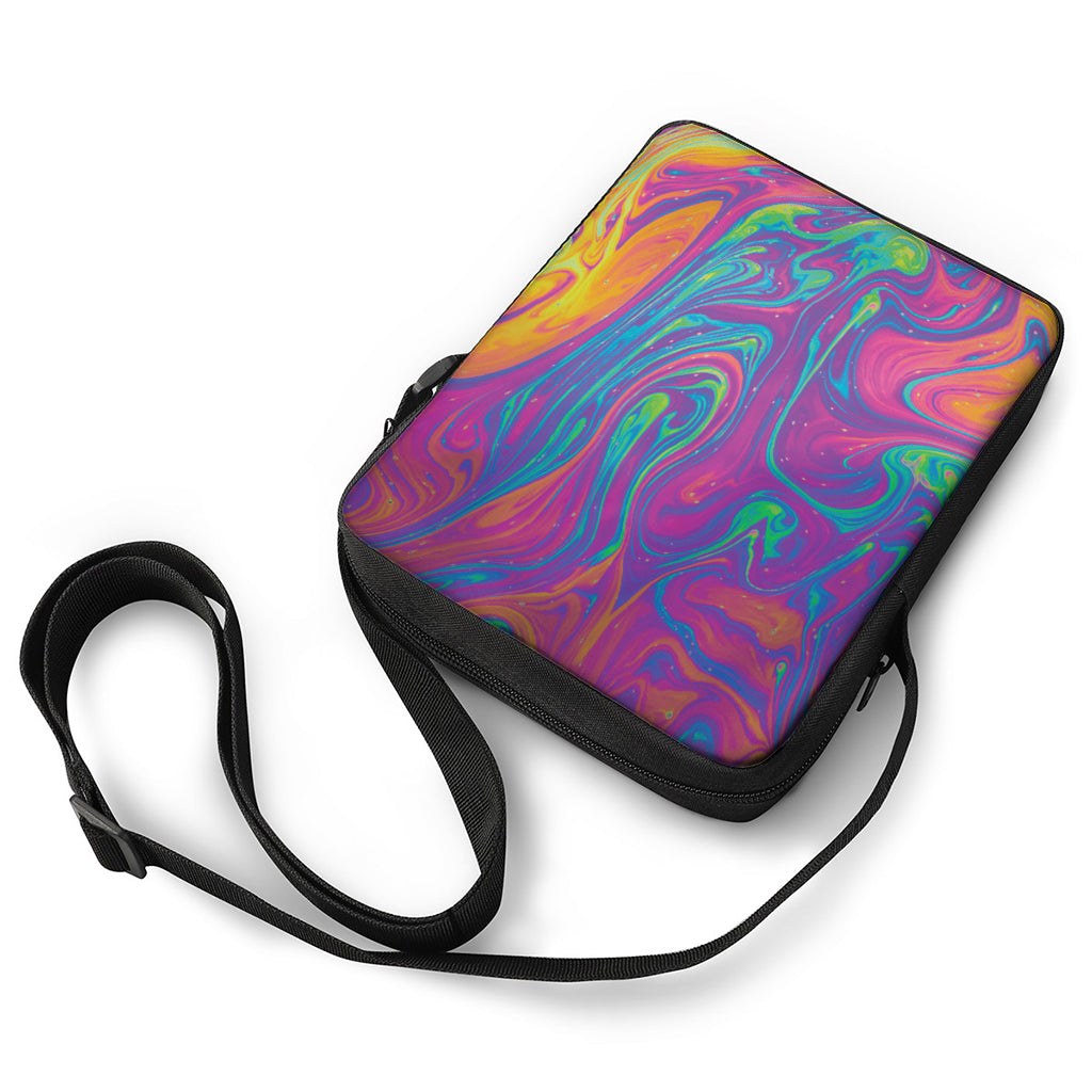 Psychedelic Liquid Print Rectangular Crossbody Bag
