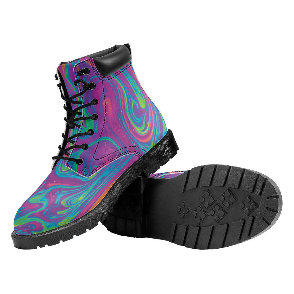 Psychedelic Liquid Print Work Boots