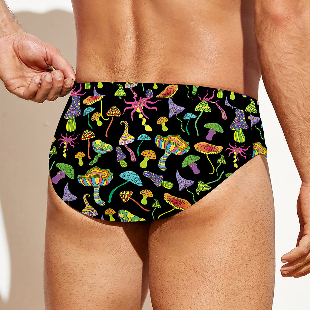 Psychedelic Mushroom Pattern Print Men's Swim Briefs