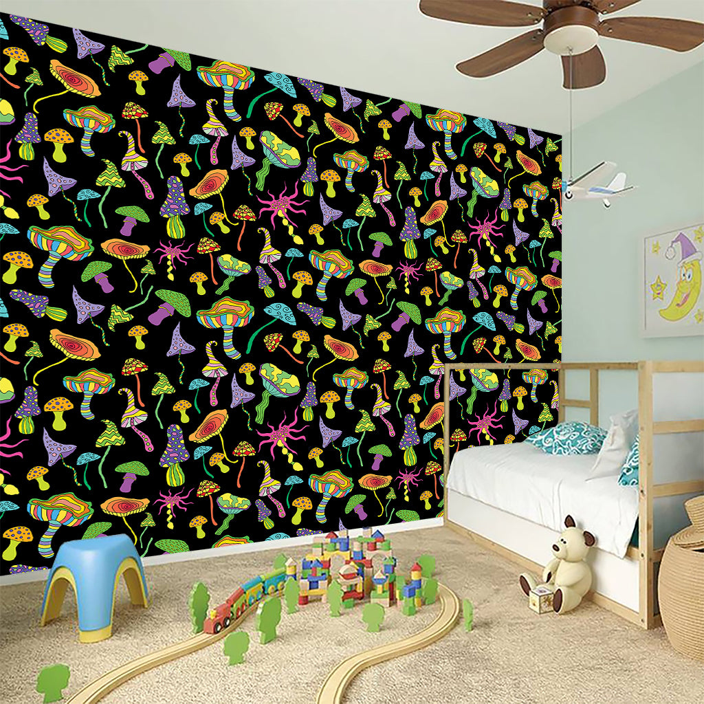 Psychedelic Mushroom Pattern Print Wall Sticker