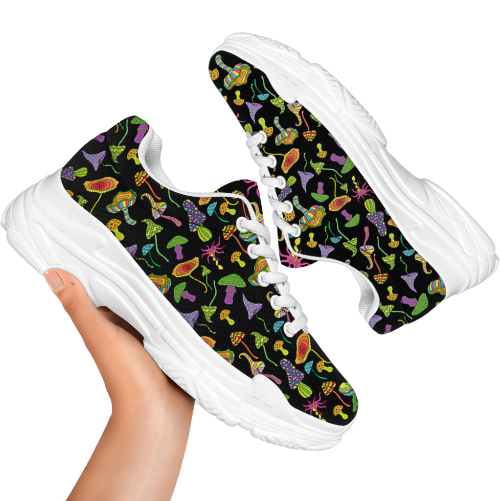 Psychedelic Mushroom Pattern Print White Chunky Shoes