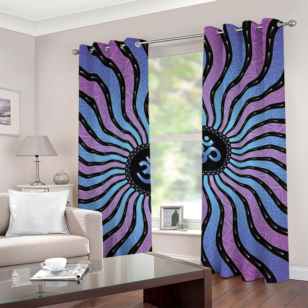 Psychedelic Om Print Grommet Curtains
