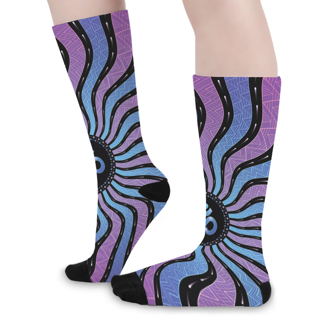 Psychedelic Om Print Long Socks