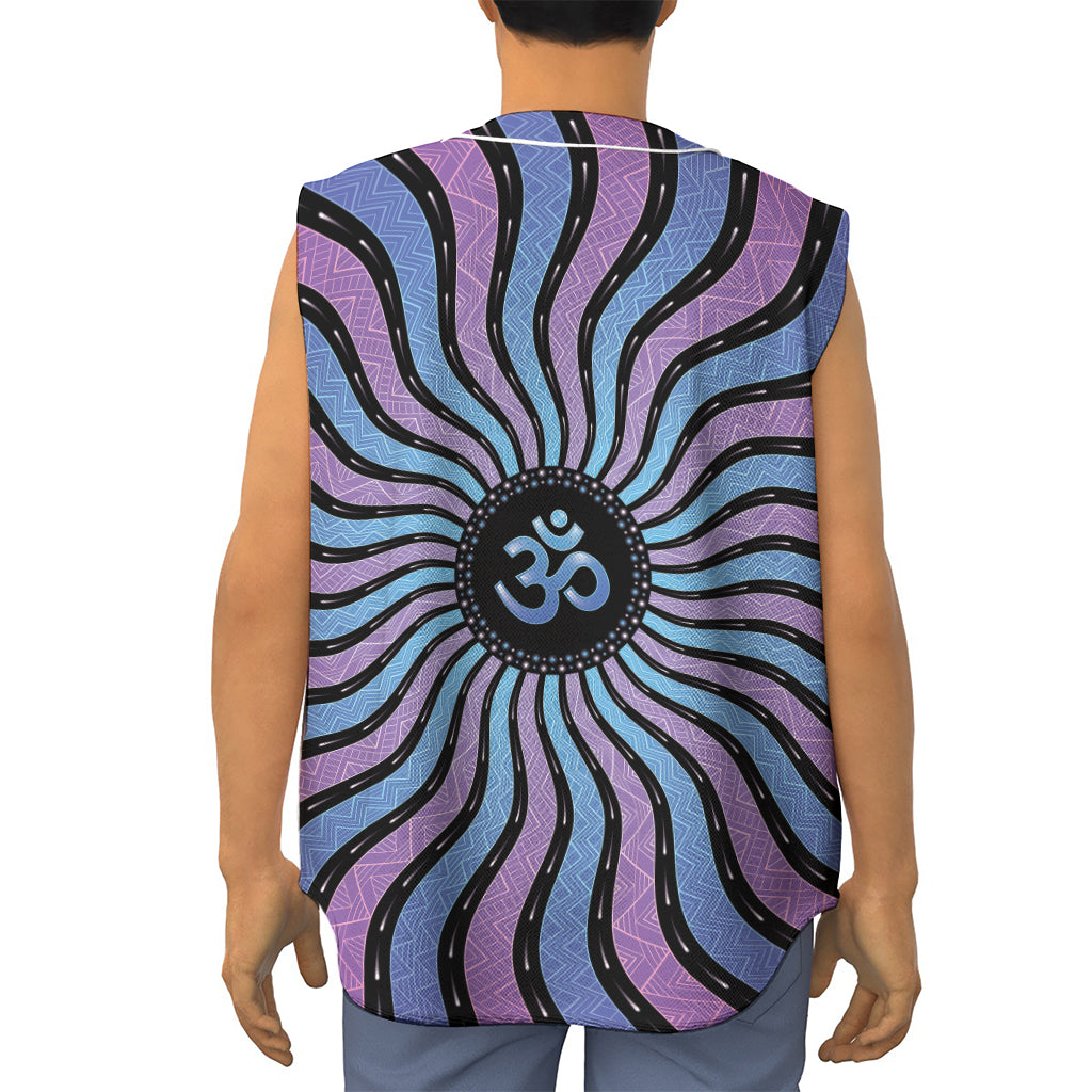 Psychedelic Om Print Sleeveless Baseball Jersey