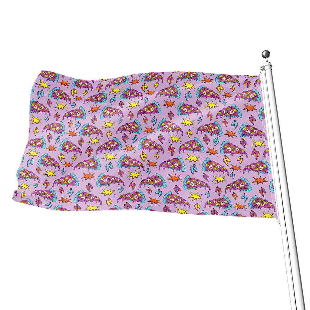 Psychedelic Pizza Pattern Print Flag