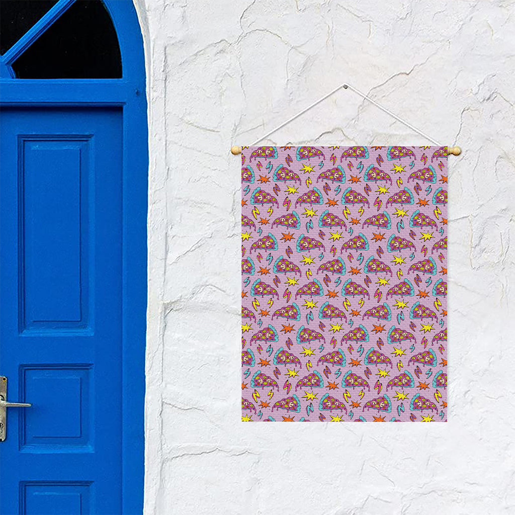 Psychedelic Pizza Pattern Print Garden Flag