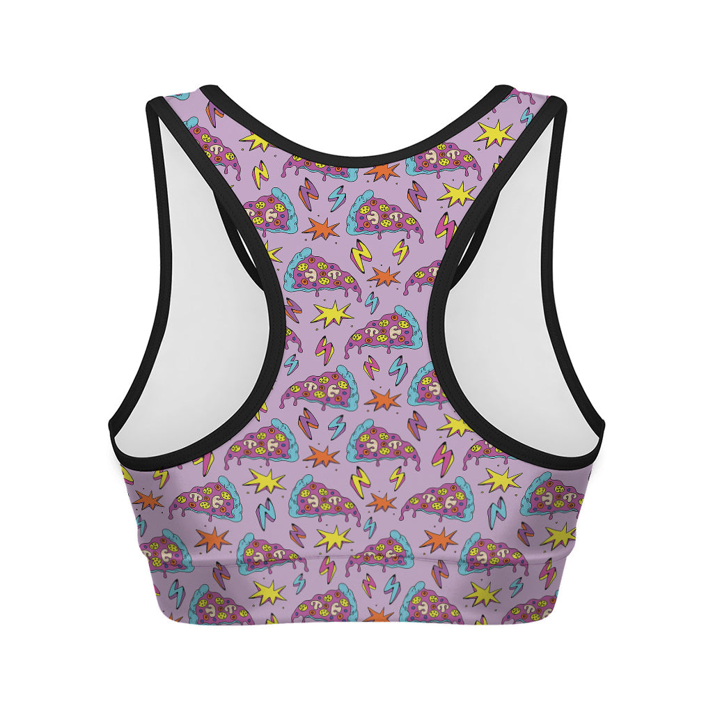 Psychedelic Pizza Pattern Print Women's Sports Bra