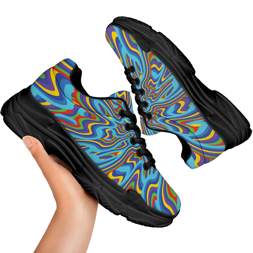 Psychedelic Print Black Chunky Shoes