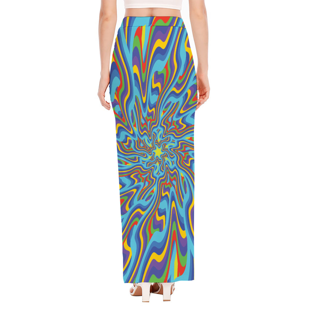 Psychedelic Print High Slit Maxi Skirt