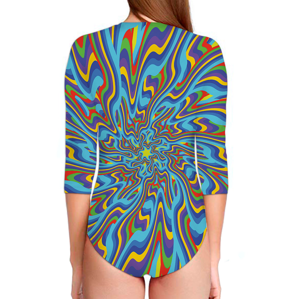 Psychedelic Print Long Sleeve Swimsuit