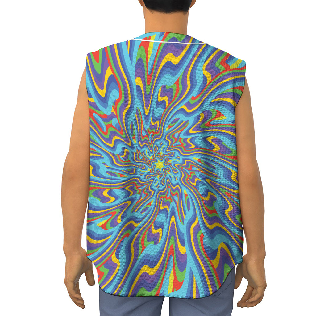 Psychedelic Print Sleeveless Baseball Jersey