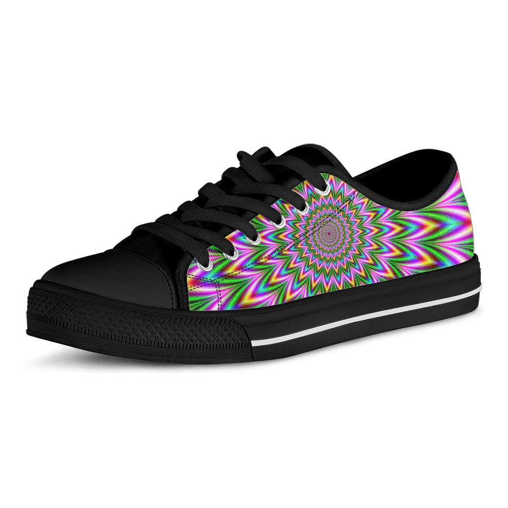 Psychedelic Radiant Optical Illusion Black Low Top Sneakers