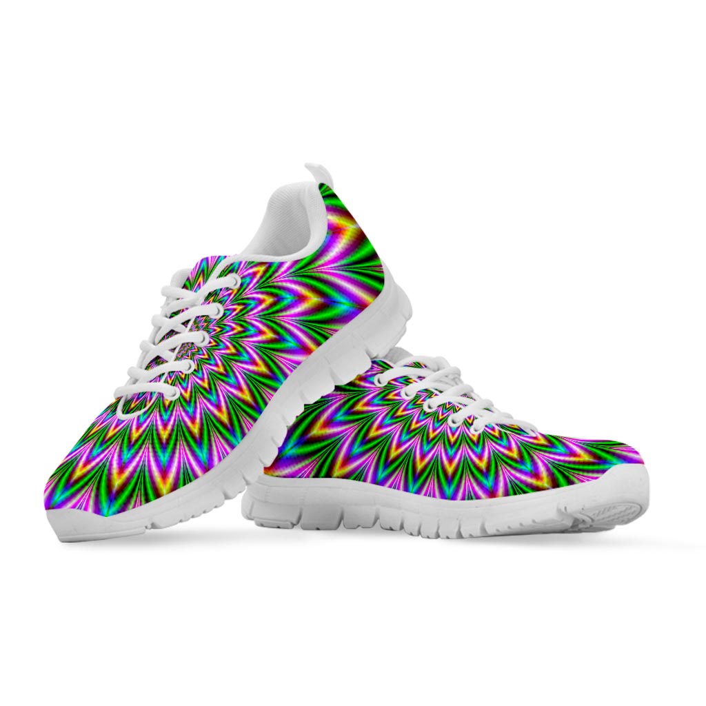 Psychedelic Radiant Optical Illusion White Running Shoes